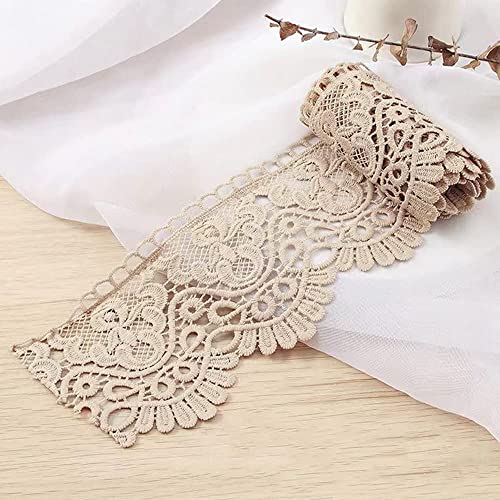 Spitzenband,Deko-Spitzenband,1 Meter 10 cm breit Milchseide Vintage Spitzenbesatz Spitzenbesatz Stickerei Dekoband Spitze Blumenband(Lightgrey,1 Yard) von EQEQE