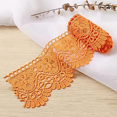 Spitzenband,Deko-Spitzenband,1 Meter 10 cm breit Milchseide Vintage Spitzenbesatz Spitzenbesatz Stickerei Dekoband Spitze Blumenband(Orange,1 Yard) von EQEQE