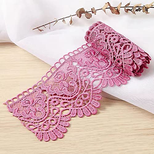 Spitzenband,Deko-Spitzenband,1 Meter 10 cm breit Milchseide Vintage Spitzenbesatz Spitzenbesatz Stickerei Dekoband Spitze Blumenband(Rose,1 Yard) von EQEQE
