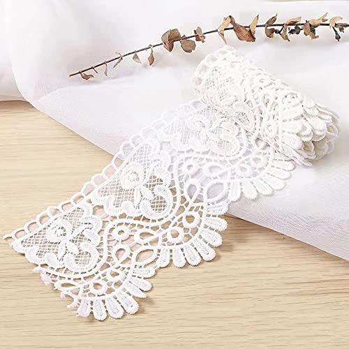 Spitzenband,Deko-Spitzenband,1 Meter 10 cm breit Milchseide Vintage Spitzenbesatz Spitzenbesatz Stickerei Dekoband Spitze Blumenband(White,1 Yard) von EQEQE