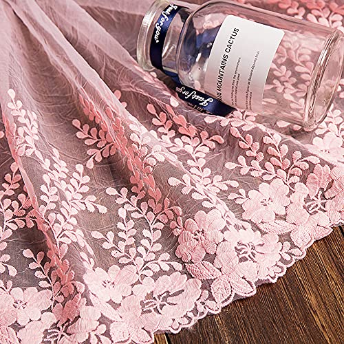 Spitzenband,Deko Spitzenband,1 Yard Vintage Bestickte Spitzenborte Spitzenbesatz Dekoband Spitzenbordüre Hochzeitsdeko 32cm Breite(A pink,5 Yards) von EQEQE