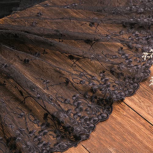 Spitzenband,Deko Spitzenband,1 Yard Vintage Bestickte Spitzenborte Spitzenbesatz Dekoband Spitzenbordüre Hochzeitsdeko 32cm Breite(B Black,3 Yards) von EQEQE