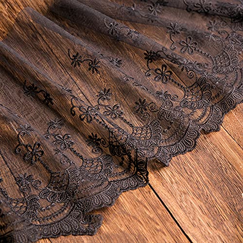Spitzenband,Deko Spitzenband,1 Yard Vintage Bestickte Spitzenborte Spitzenbesatz Dekoband Spitzenbordüre Hochzeitsdeko 32cm Breite(C Black,10 Yards) von EQEQE