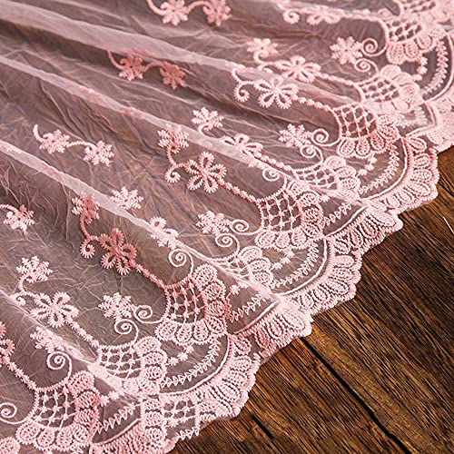 Spitzenband,Deko Spitzenband,1 Yard Vintage Bestickte Spitzenborte Spitzenbesatz Dekoband Spitzenbordüre Hochzeitsdeko 32cm Breite(C Pink,3 Yards) von EQEQE