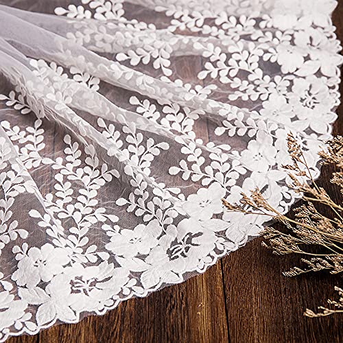 Spitzenband,Deko Spitzenband,1 Yard Vintage Bestickte Spitzenborte Spitzenbesatz Dekoband Spitzenbordüre Hochzeitsdeko 32cm Breite(C White,5 Yards) von EQEQE