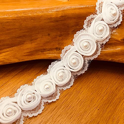 Spitzenband,Deko Spitzenband,10 Yard Breite 3cm Perlenrosa Spitzenband Häkelspitze Häkelborte Spitzenbesatz Spitzenband Nähen Dekoband(Rose,2 Yard) von EQEQE
