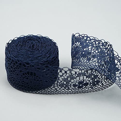 Spitzenband,Deko-Spitzenband,10m Spitzenborte Spitzenband,Breite 4cm,Vintage Spitzenband,Dekoband,Spitzenbesatz(Navy Blue,50 metres) von EQEQE