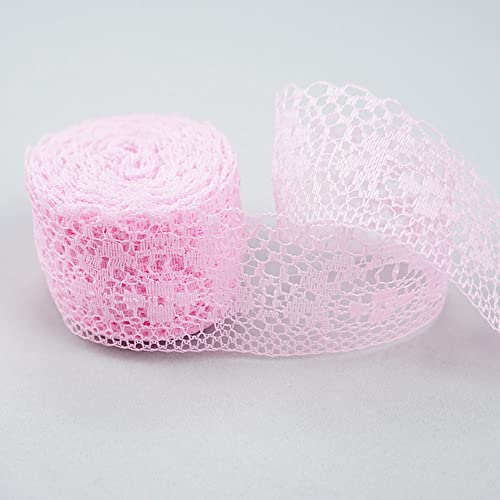 Spitzenband,Deko-Spitzenband,10m Spitzenborte Spitzenband,Breite 4cm,Vintage Spitzenband,Dekoband,Spitzenbesatz(Pink,50 metres) von EQEQE