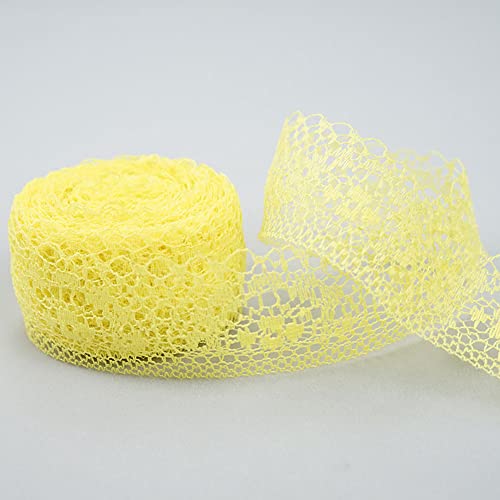 Spitzenband,Deko-Spitzenband,10m Spitzenborte Spitzenband,Breite 4cm,Vintage Spitzenband,Dekoband,Spitzenbesatz(Yellow,30 metres) von EQEQE