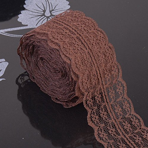 Spitzenband,Deko Spitzenband,10m Spitzenborte Stoff Spitzenband Spitzenbordüre Geschenkband Dekoband Spitzenbesatz Verpackung(Brown,10 metres) von EQEQE