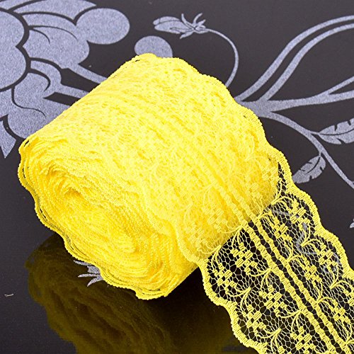 Spitzenband,Deko Spitzenband,10m Spitzenborte Stoff Spitzenband Spitzenbordüre Geschenkband Dekoband Spitzenbesatz Verpackung(Yellow,10 metres) von EQEQE