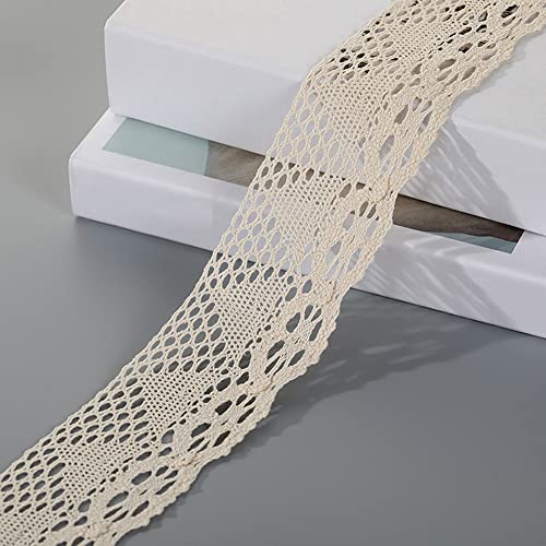 Spitzenband,Deko-Spitzenband,15 m x 7,5 cm breites Spitzenband,Spitzenborte,Vintage Spitzenbesatz,Baumwoll-Dekoband(Style G,10m) von EQEQE