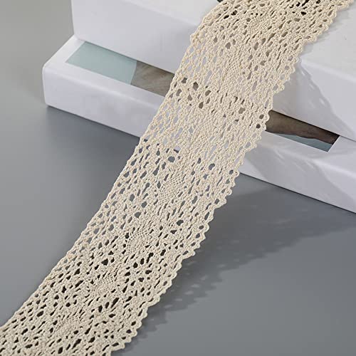 Spitzenband,Deko-Spitzenband,15 m x 7,5 cm breites Spitzenband,Spitzenborte,Vintage Spitzenbesatz,Baumwoll-Dekoband(Style H,10m) von EQEQE