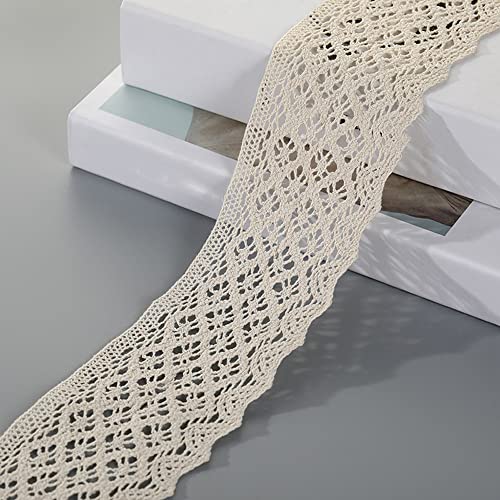 Spitzenband,Deko-Spitzenband,15 m x 7,5 cm breites Spitzenband,Spitzenborte,Vintage Spitzenbesatz,Baumwoll-Dekoband(Style I,10m) von EQEQE