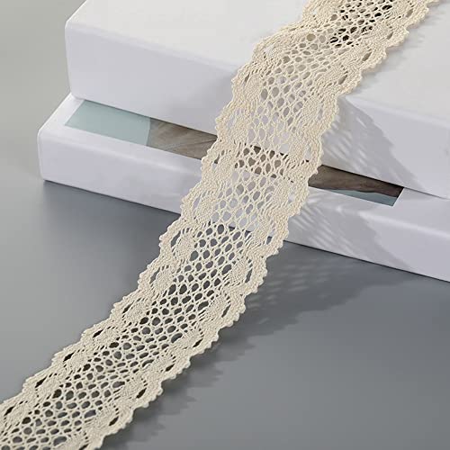 Spitzenband,Deko-Spitzenband,15 m x 7,5 cm breites Spitzenband,Spitzenborte,Vintage Spitzenbesatz,Baumwoll-Dekoband(Style K,15m) von EQEQE