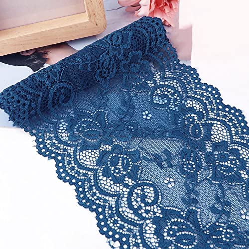 Spitzenband,Deko Spitzenband,15cm x 1m Elastizität Spitzenband, Spitzenborte, Dekoband, Spitzenbordüren, Bänder for Nähen, DIY Basteln(Blue,15cm x 1m) von EQEQE
