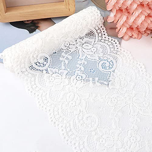 Spitzenband,Deko Spitzenband,15cm x 1m Elastizität Spitzenband, Spitzenborte, Dekoband, Spitzenbordüren, Bänder for Nähen, DIY Basteln(Cream,15cm x 1m) von EQEQE