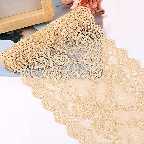 Spitzenband,Deko Spitzenband,15cm x 1m Elastizität Spitzenband, Spitzenborte, Dekoband, Spitzenbordüren, Bänder for Nähen, DIY Basteln(Gold,15cm x 1m) von EQEQE