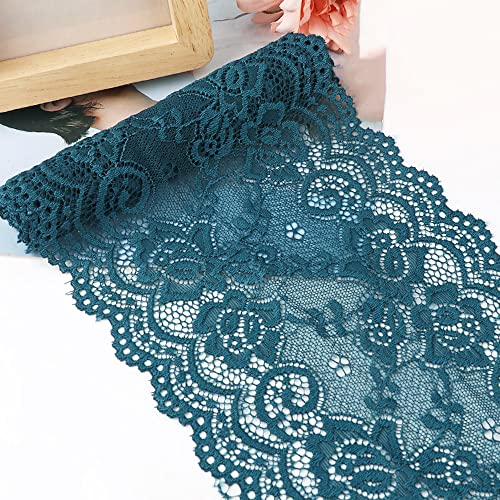 Spitzenband,Deko Spitzenband,15cm x 1m Elastizität Spitzenband, Spitzenborte, Dekoband, Spitzenbordüren, Bänder for Nähen, DIY Basteln(Indigo,15cm x 1m) von EQEQE