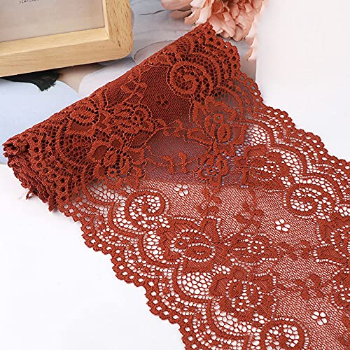 Spitzenband,Deko Spitzenband,15cm x 1m Elastizität Spitzenband, Spitzenborte, Dekoband, Spitzenbordüren, Bänder for Nähen, DIY Basteln(Light Brown,15cm x 2m) von EQEQE