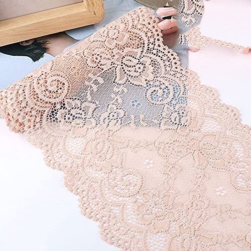Spitzenband,Deko Spitzenband,15cm x 1m Elastizität Spitzenband, Spitzenborte, Dekoband, Spitzenbordüren, Bänder for Nähen, DIY Basteln(Lotus colour,15cm x 1m) von EQEQE