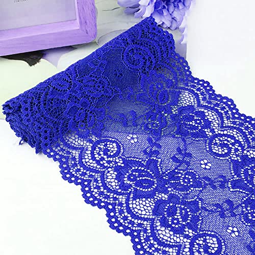 Spitzenband,Deko Spitzenband,15cm x 1m Elastizität Spitzenband, Spitzenborte, Dekoband, Spitzenbordüren, Bänder for Nähen, DIY Basteln(Navy,15cm x 1m) von EQEQE