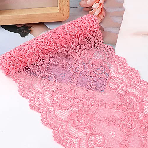 Spitzenband,Deko Spitzenband,15cm x 1m Elastizität Spitzenband, Spitzenborte, Dekoband, Spitzenbordüren, Bänder for Nähen, DIY Basteln(Pink#1,15cm x 1m) von EQEQE