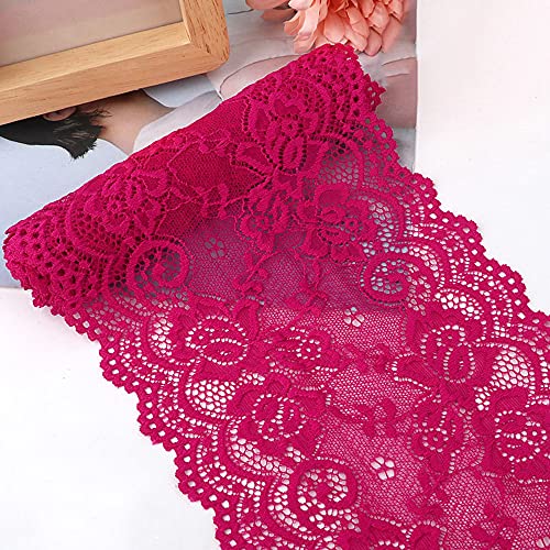 Spitzenband,Deko Spitzenband,15cm x 1m Elastizität Spitzenband, Spitzenborte, Dekoband, Spitzenbordüren, Bänder for Nähen, DIY Basteln(Red 2,15cm x 2m) von EQEQE