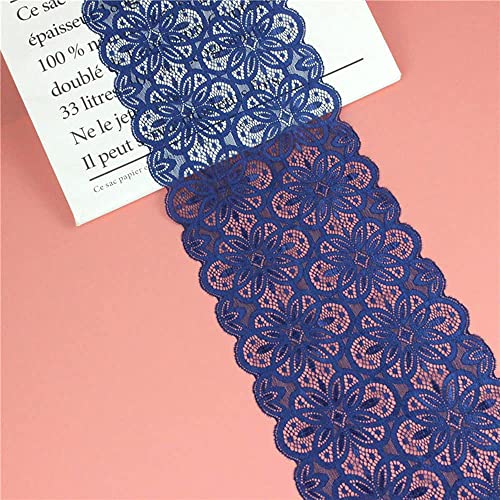 Spitzenband,Deko-Spitzenband,18cm x 5m Elastizität Spitzenband, Spitzenbordüre, Dekoband, Spitzenbordüren, Bänder for Nähen(Blue,300cm) von EQEQE
