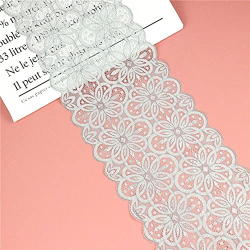 Spitzenband,Deko-Spitzenband,18cm x 5m Elastizität Spitzenband, Spitzenbordüre, Dekoband, Spitzenbordüren, Bänder for Nähen(Gray,200cm) von EQEQE