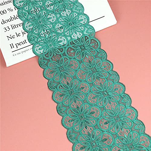 Spitzenband,Deko-Spitzenband,18cm x 5m Elastizität Spitzenband, Spitzenbordüre, Dekoband, Spitzenbordüren, Bänder for Nähen(Green,200cm) von EQEQE