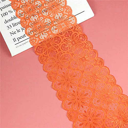 Spitzenband,Deko-Spitzenband,18cm x 5m Elastizität Spitzenband, Spitzenbordüre, Dekoband, Spitzenbordüren, Bänder for Nähen(Orange,300cm) von EQEQE