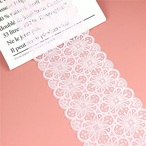 Spitzenband,Deko-Spitzenband,18cm x 5m Elastizität Spitzenband, Spitzenbordüre, Dekoband, Spitzenbordüren, Bänder for Nähen(Pink,300cm) von EQEQE