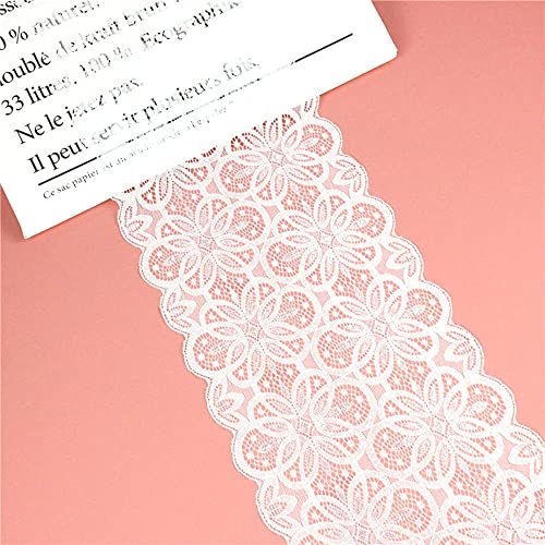 Spitzenband,Deko-Spitzenband,18cm x 5m Elastizität Spitzenband, Spitzenbordüre, Dekoband, Spitzenbordüren, Bänder for Nähen(White,300cm) von EQEQE