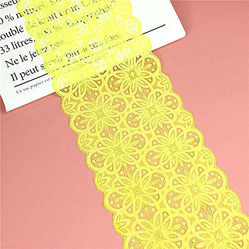 Spitzenband,Deko-Spitzenband,18cm x 5m Elastizität Spitzenband, Spitzenbordüre, Dekoband, Spitzenbordüren, Bänder for Nähen(Yellow,500cm) von EQEQE