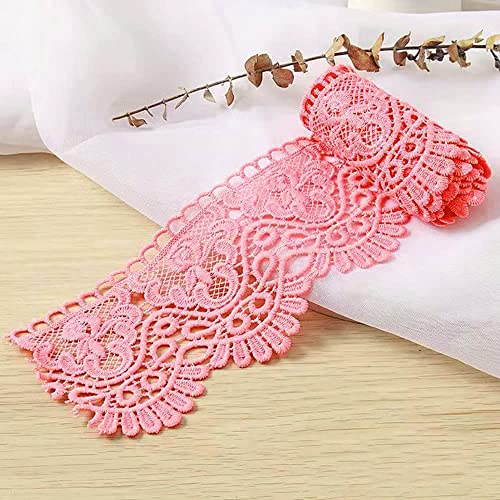 Spitzenband,Deko Spitzenband,2 Yard 10cm Breit Milchseide Vintage Spitzenbesatz Spitzenborte Stickerei Dekoband Spitze BlumenbandDunkelrosa von EQEQE