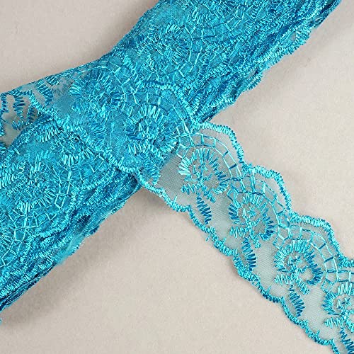 Spitzenband,Deko Spitzenband,20 Yard Bestickte Spitzenbordüre Spitzenbesatz Stoff Spitzenband Schleife Spitzenband Meterware Spitzenbesatz Rose(Blue,10 metres) von EQEQE