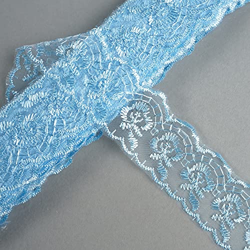 Spitzenband,Deko Spitzenband,20 Yard Bestickte Spitzenbordüre Spitzenbesatz Stoff Spitzenband Schleife Spitzenband Meterware Spitzenbesatz Rose(Blue,20 metres) von EQEQE