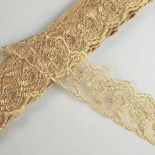 Spitzenband,Deko Spitzenband,20 Yard Bestickte Spitzenbordüre Spitzenbesatz Stoff Spitzenband Schleife Spitzenband Meterware Spitzenbesatz Rose(Coffee,30 metres) von EQEQE