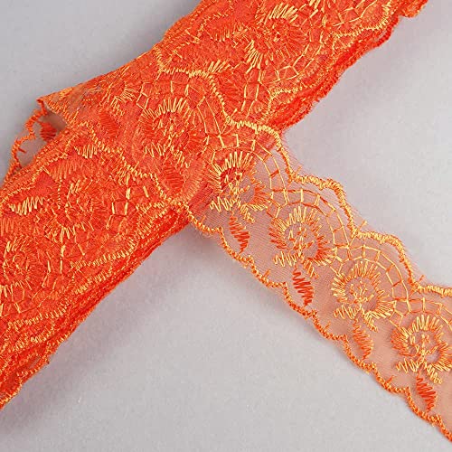 Spitzenband,Deko Spitzenband,20 Yard Bestickte Spitzenbordüre Spitzenbesatz Stoff Spitzenband Schleife Spitzenband Meterware Spitzenbesatz Rose(Orange,30 metres) von EQEQE