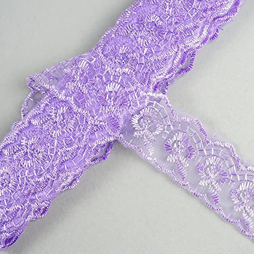 Spitzenband,Deko Spitzenband,20 Yard Bestickte Spitzenbordüre Spitzenbesatz Stoff Spitzenband Schleife Spitzenband Meterware Spitzenbesatz Rose(Purple,20 metres) von EQEQE