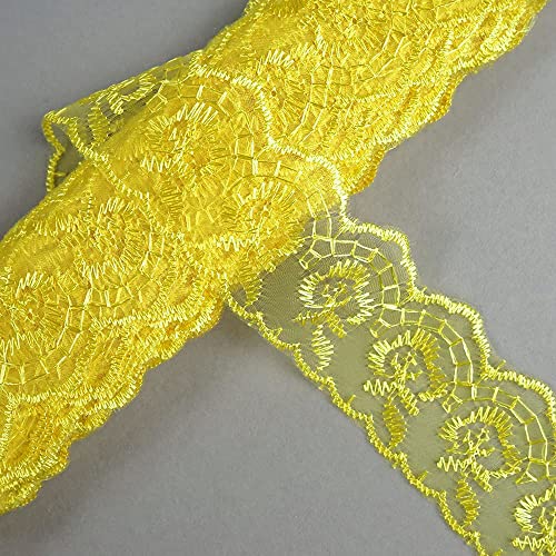 Spitzenband,Deko Spitzenband,20 Yard Bestickte Spitzenbordüre Spitzenbesatz Stoff Spitzenband Schleife Spitzenband Meterware Spitzenbesatz Rose(Yellow,20 metres) von EQEQE