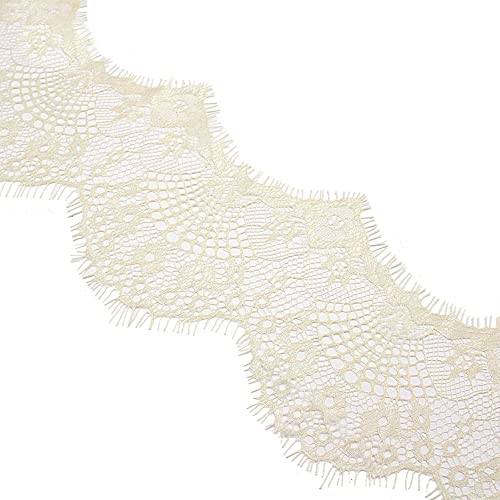Spitzenband,Deko-Spitzenband,3 Yards 9,5 cm Elastizität Spitzenband Vintage Spitzenbesatz Spitzenbordüre Dekoband Spitzenstoff Spitzenbesatz(Beige,1 item) von EQEQE