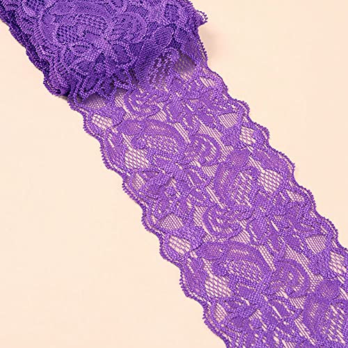 Spitzenband,Deko Spitzenband,3 Yards Elastizität Spitzenbordüre Spitzenband, 8cm breit Bunte Spitze Blumen Bordüre Dekospitze Lila Spitzenband,Deko Spitzenband,3 Yards Elastizität Spitzenbordüre Spitzenband, 8cm breit Bunte Spitze Blumen Bordüre Dekospitze Lila von EQEQE