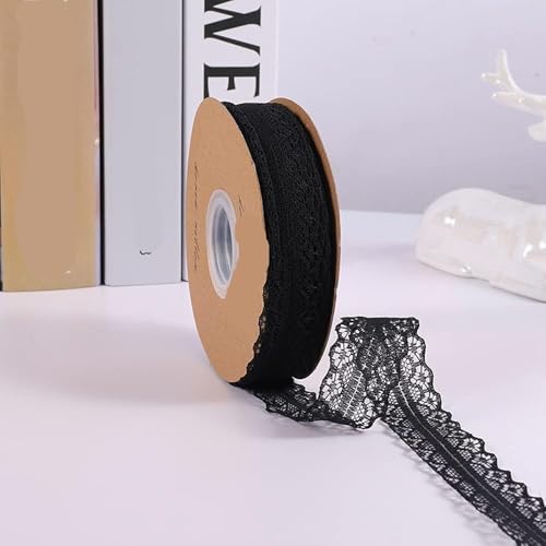 Spitzenband,Deko-Spitzenband,45m 3cm breites Spitzenband, Spitzenborte, Spitzenbesatz, Dekoband, Spitzenstoff for Nähen(Black) von EQEQE