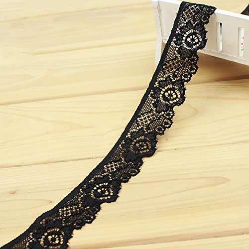 Spitzenband,Deko-Spitzenband,5 m x 3 cm Spitzenband, Vintage Spitzenbesatz, Dekoband aus Baumwolle, Spitzenstoff, Spitzenbesatz(Black,10m) von EQEQE