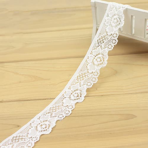 Spitzenband,Deko-Spitzenband,5 m x 3 cm Spitzenband, Vintage Spitzenbesatz, Dekoband aus Baumwolle, Spitzenstoff, Spitzenbesatz(White,300cm) von EQEQE