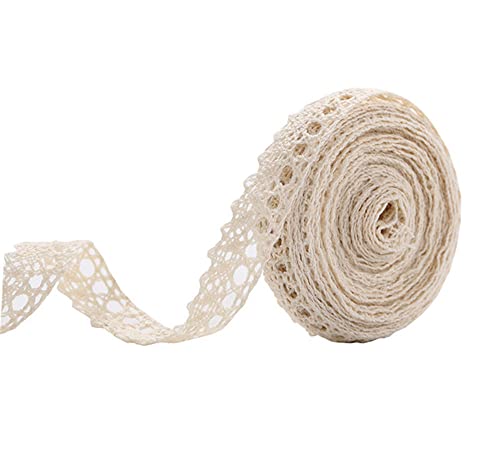 Spitzenband,Deko-Spitzenband,Vintage Spitzenband, 30 m Baumwoll-Spitzenbesatz, Häkelspitzenbesatz, Deko-Spitzenband, Spitzenstoff, weiß, 2 cm(Style B (1.5cm),30 metres) von EQEQE