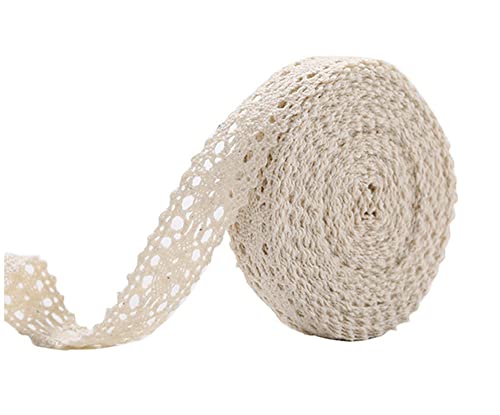 Spitzenband,Deko-Spitzenband,Vintage Spitzenband, 30 m Baumwoll-Spitzenbesatz, Häkelspitzenbesatz, Deko-Spitzenband, Spitzenstoff, weiß, 2 cm(Style C (1.5 cm),10 metres) von EQEQE