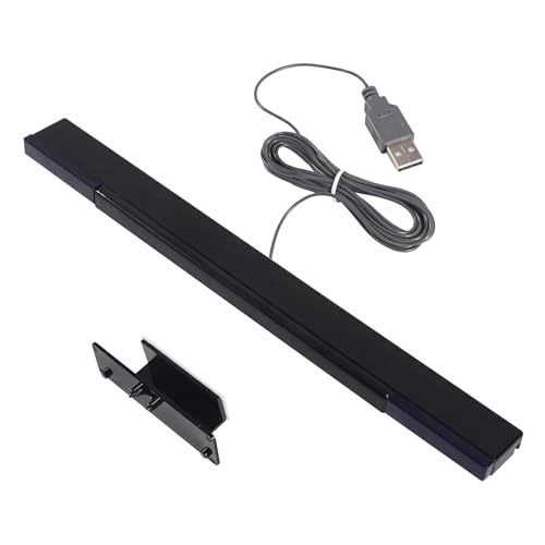 EQINI USB-Sensorleiste für Wii, Ersatz-Infrarot-Ray-Sensorleiste für Wii, Wii U und PC, inklusive Ständer, Schwarz (USB-Schnittstelle) von EQINI